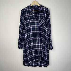 Gap Pendleton Plaid Button Down Shirt Dress Blue Size Small grunge
